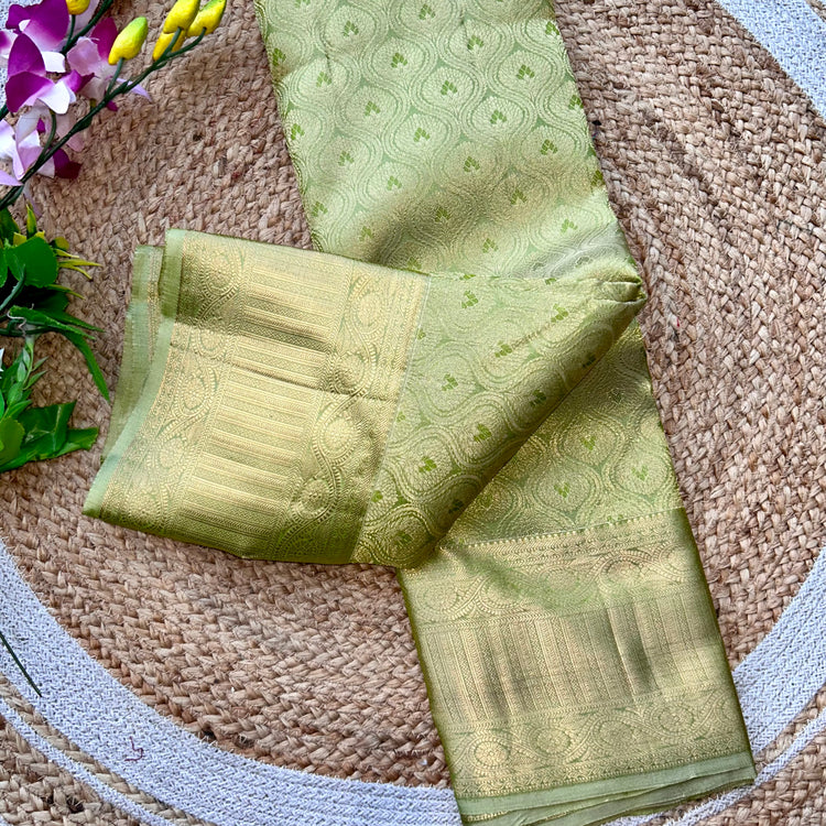 Lime Green Kanchipuram Silk Sari