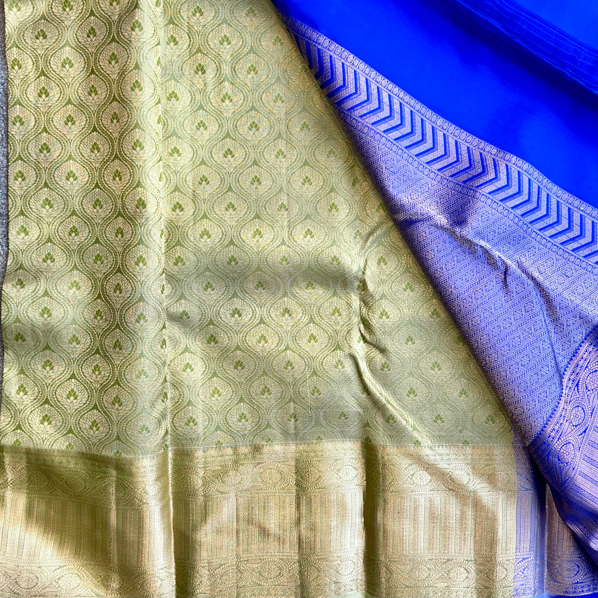 Lime Green Kanchipuram Silk Sari — view 3