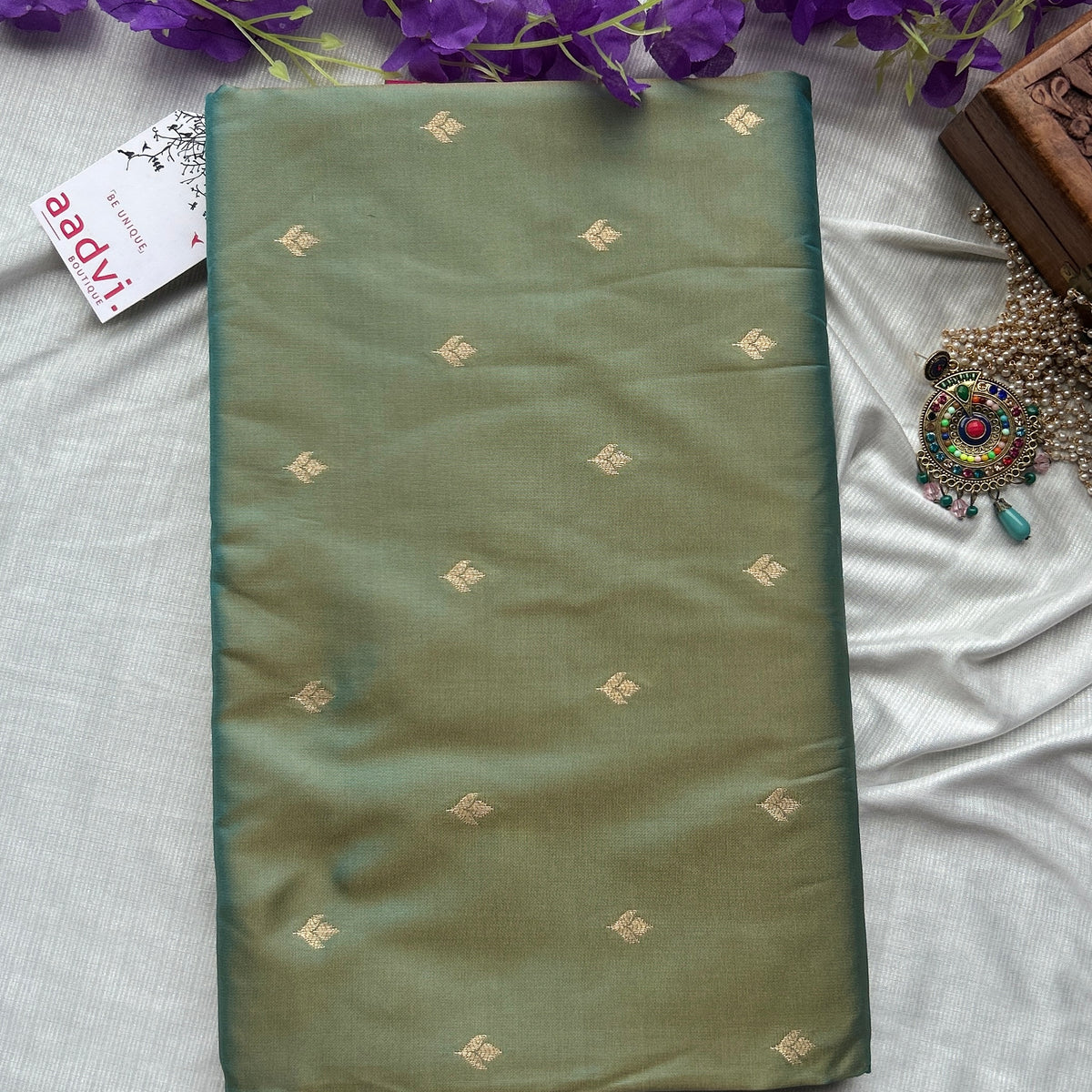 Silt Green Soft Silk Sareei — view 4