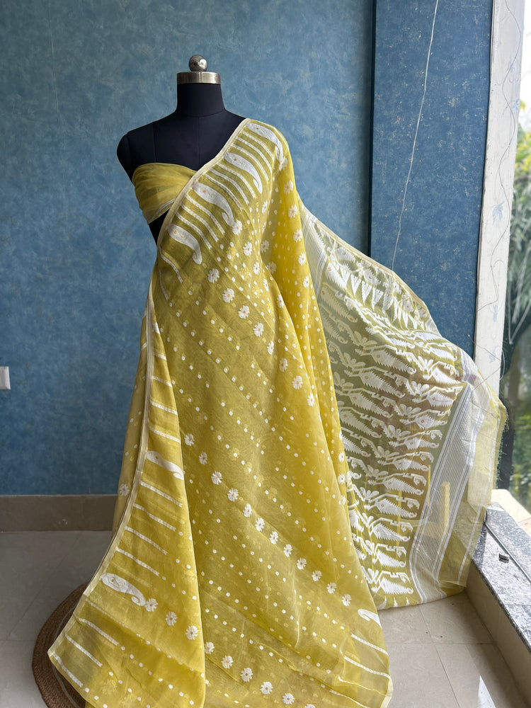 Yellow Iris Soft Dhakai Jamdani