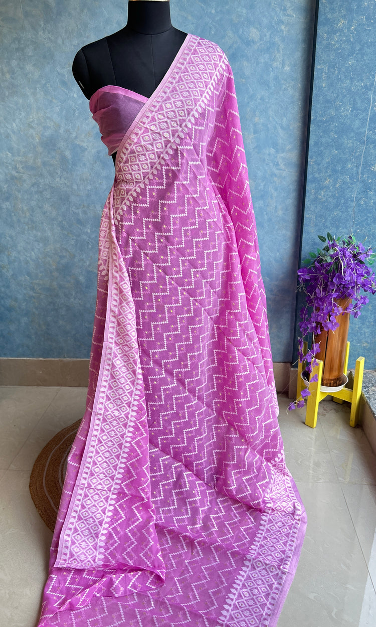 Neon Pink Dhakai Jamdani