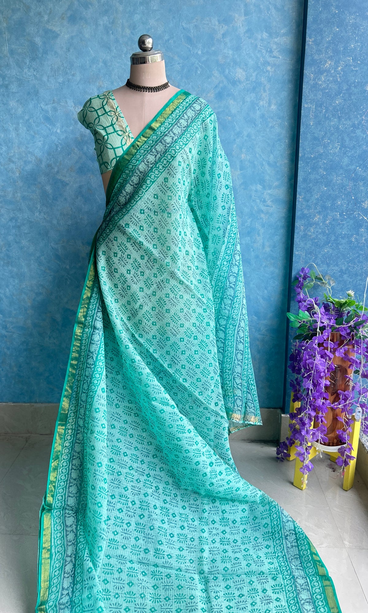 HandBlock Printed Kota Sari — view 3
