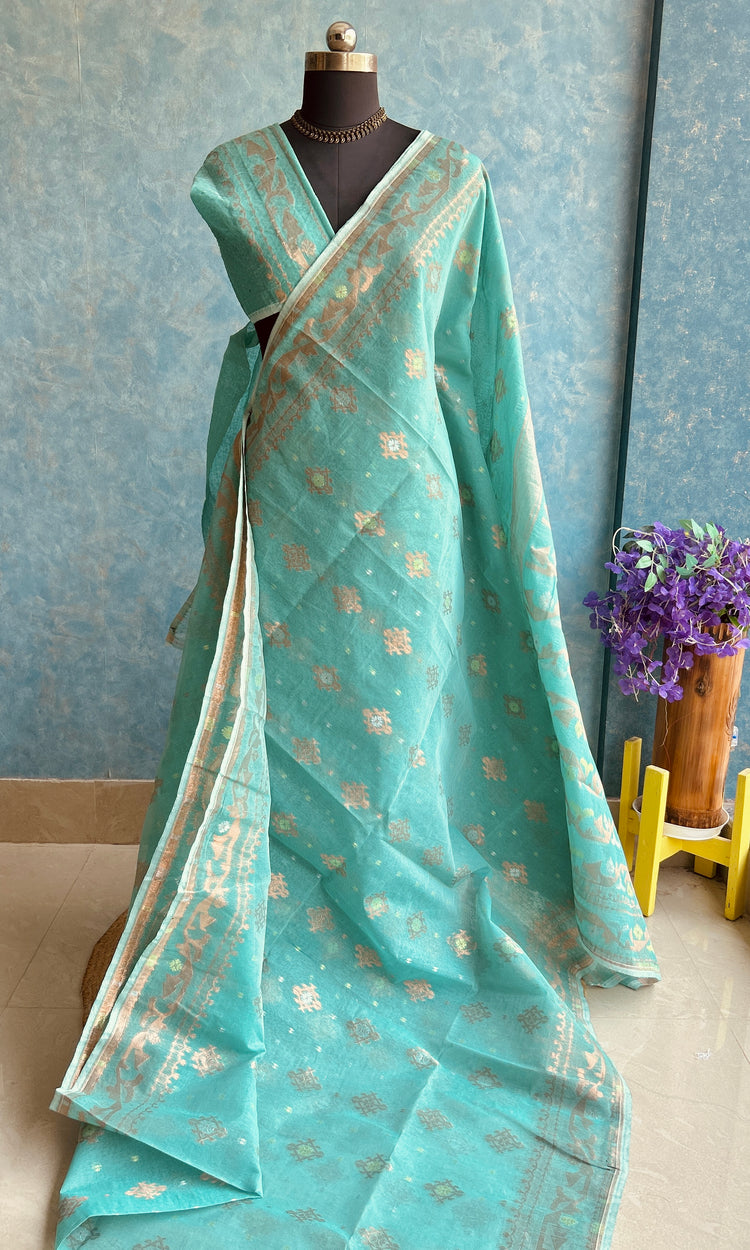 Sea Green Copper Dhakai Jamdani