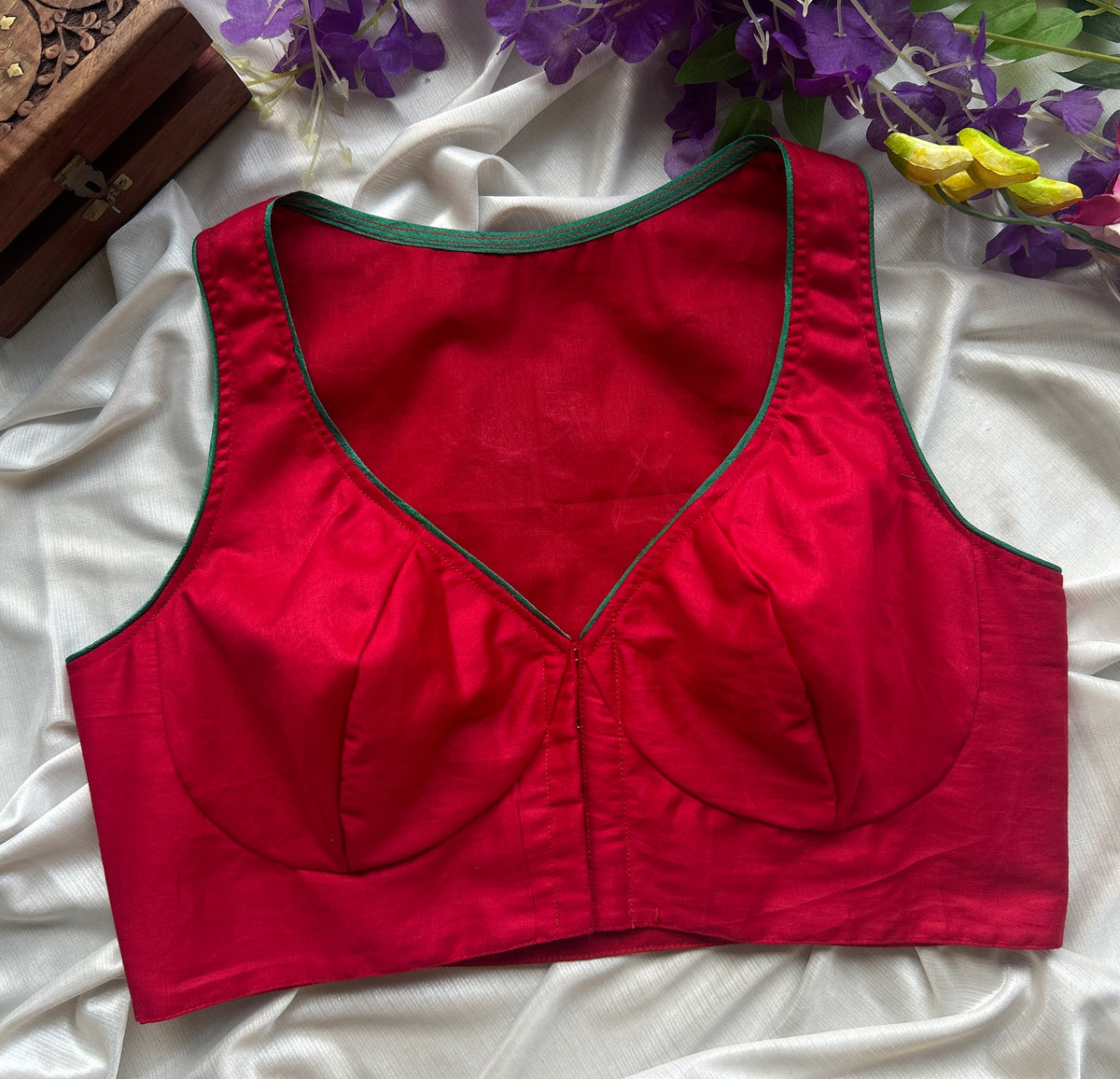 Red Thread Work Cotton Blouse — view 2