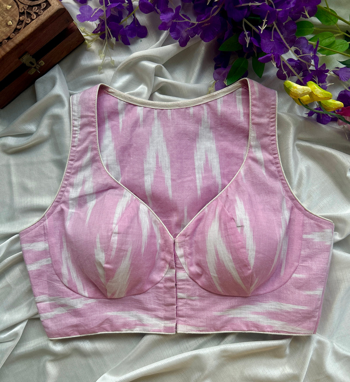 Baby Pink Ikkat Cotton Blouse