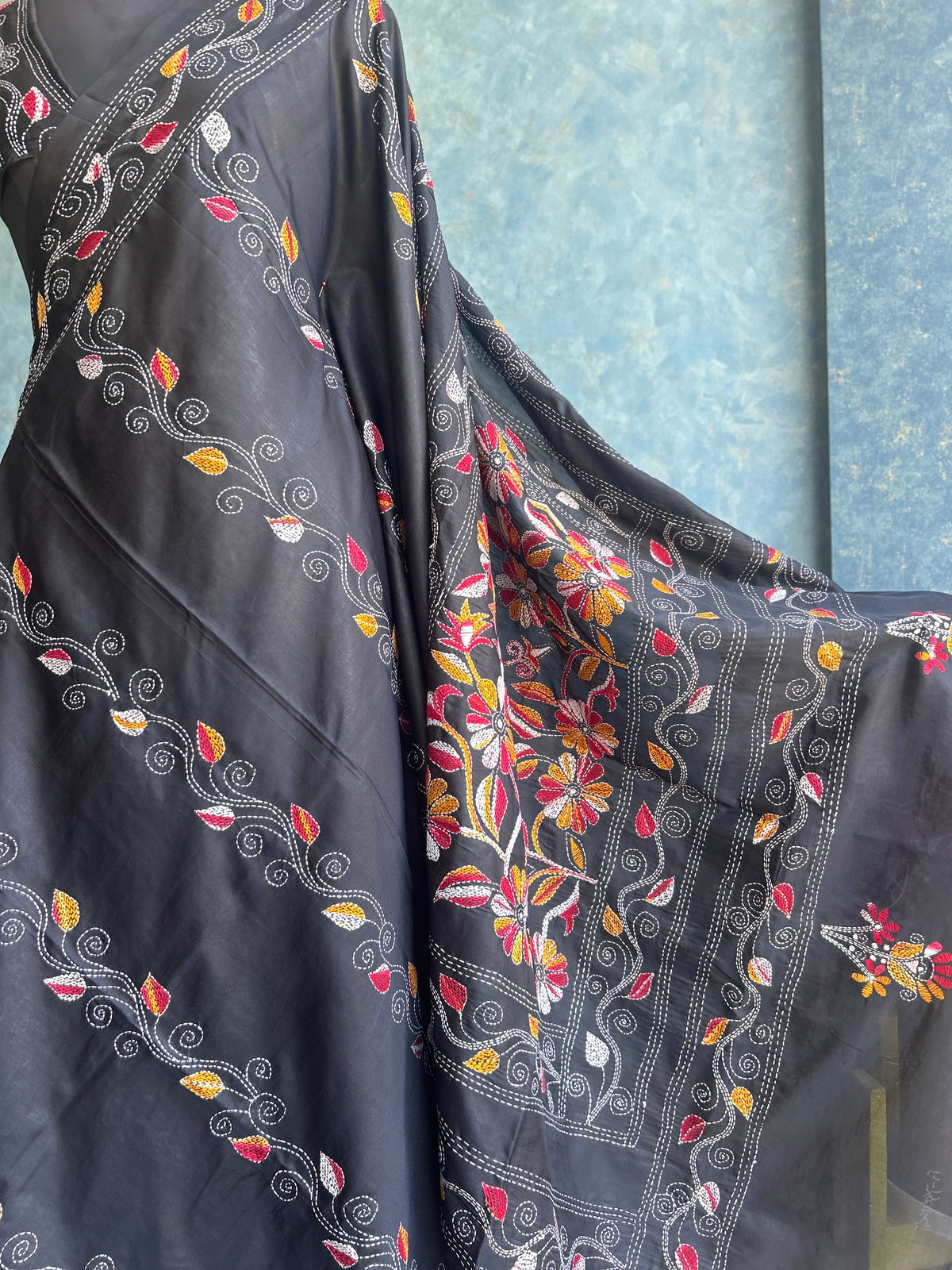Black Multi Color Kantha — view 4