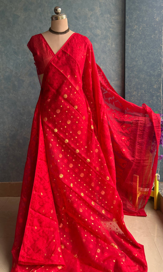 Red Soft Dhakai Jamdani
