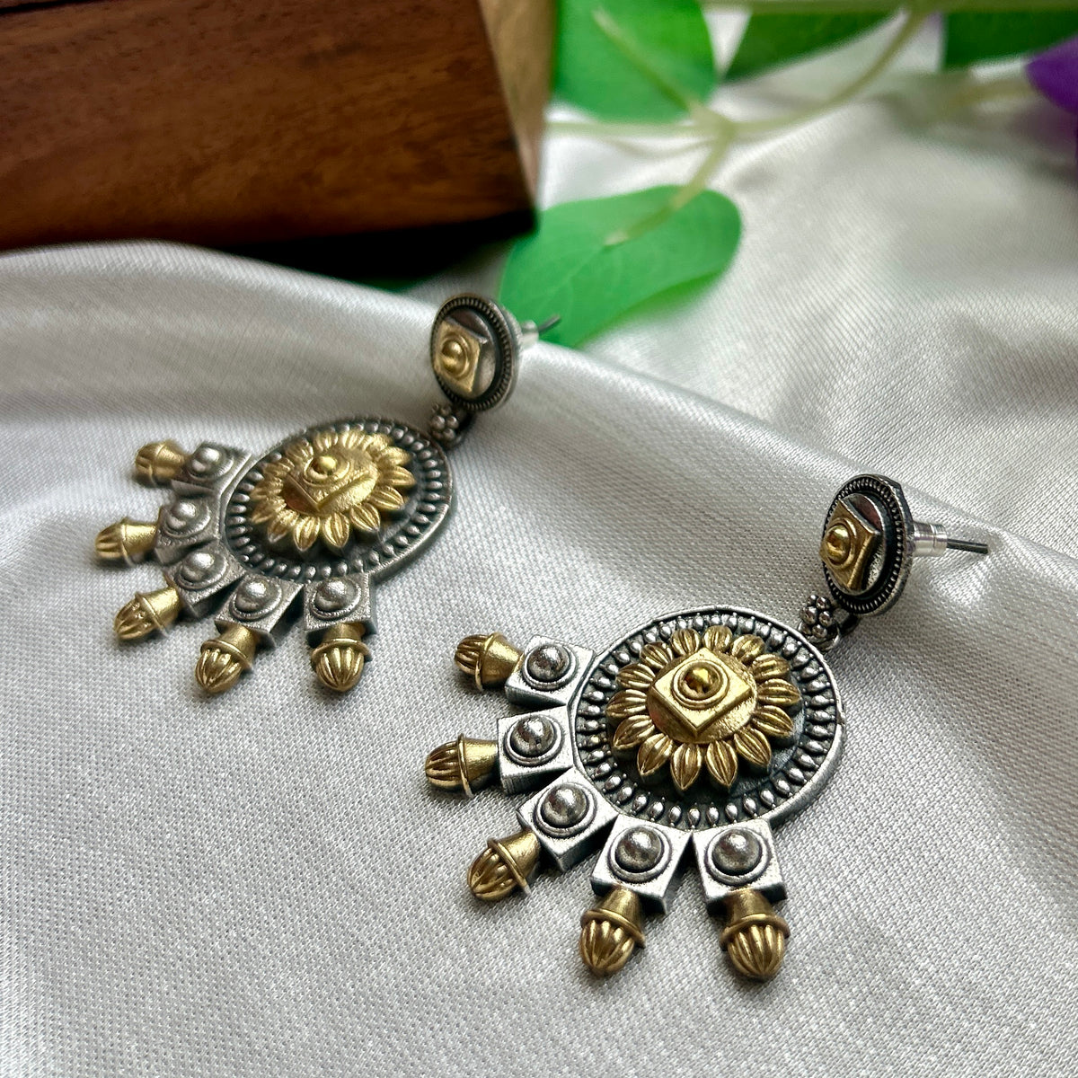The Surya Mukhi Dual Tone Danglers — view 2