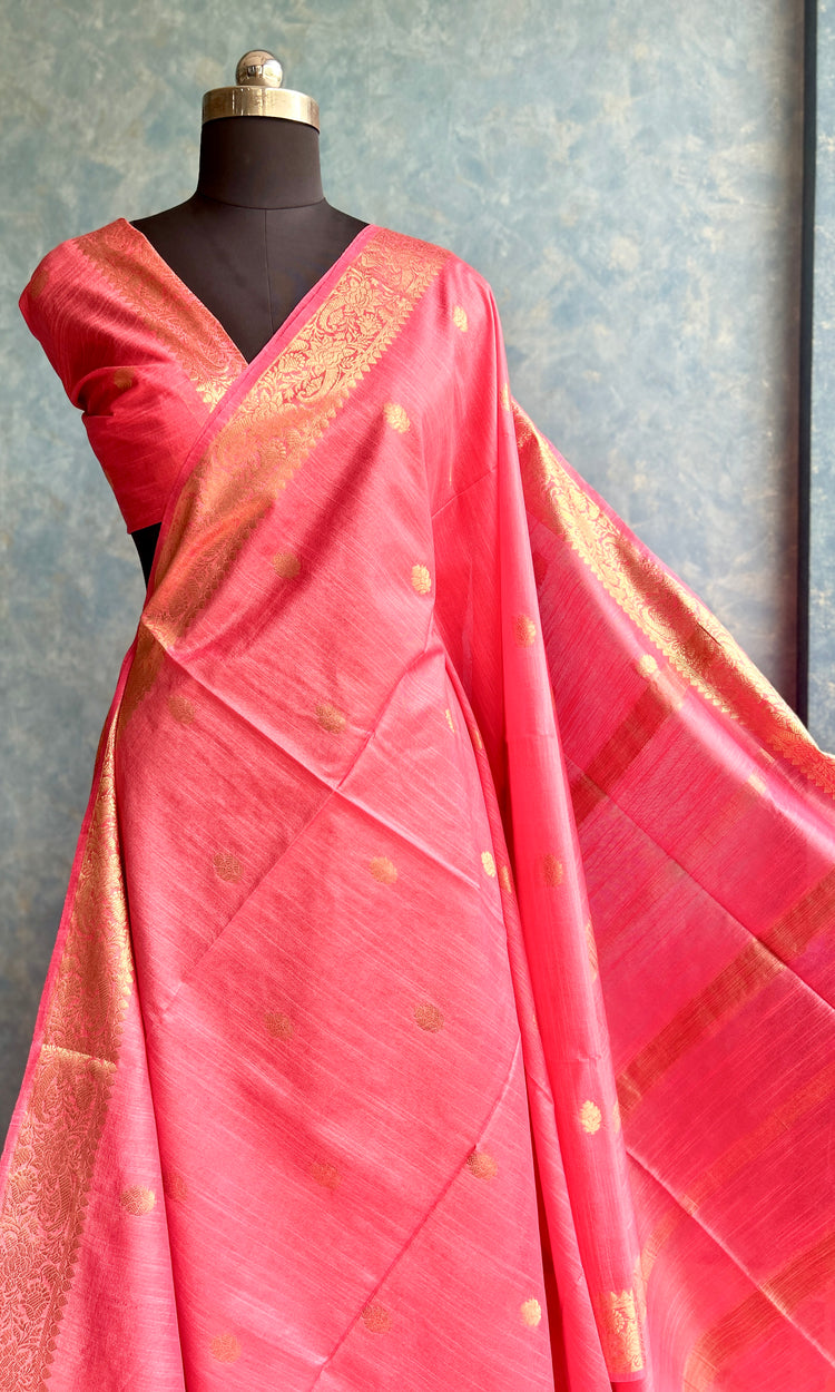 Warm Peach SICO Woven Sari