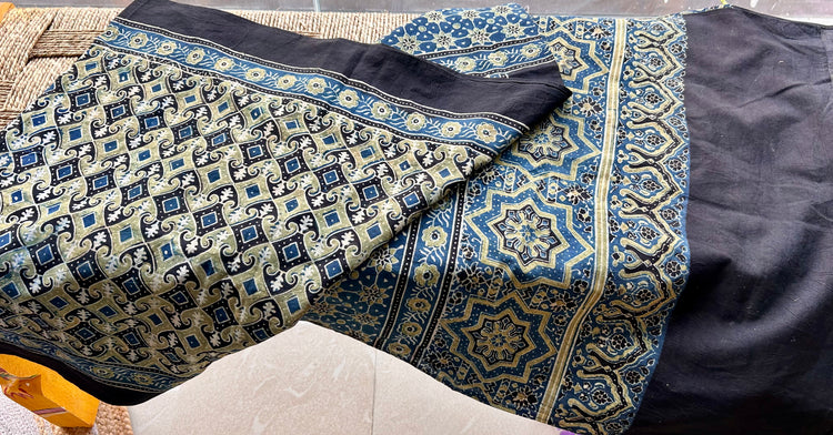 Indigo Block Printed Ajrakh Stole