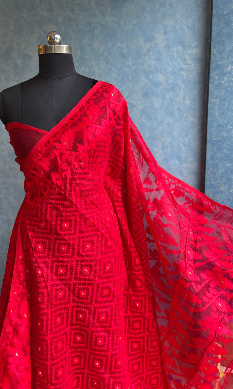 Red Dhakai Jamdani