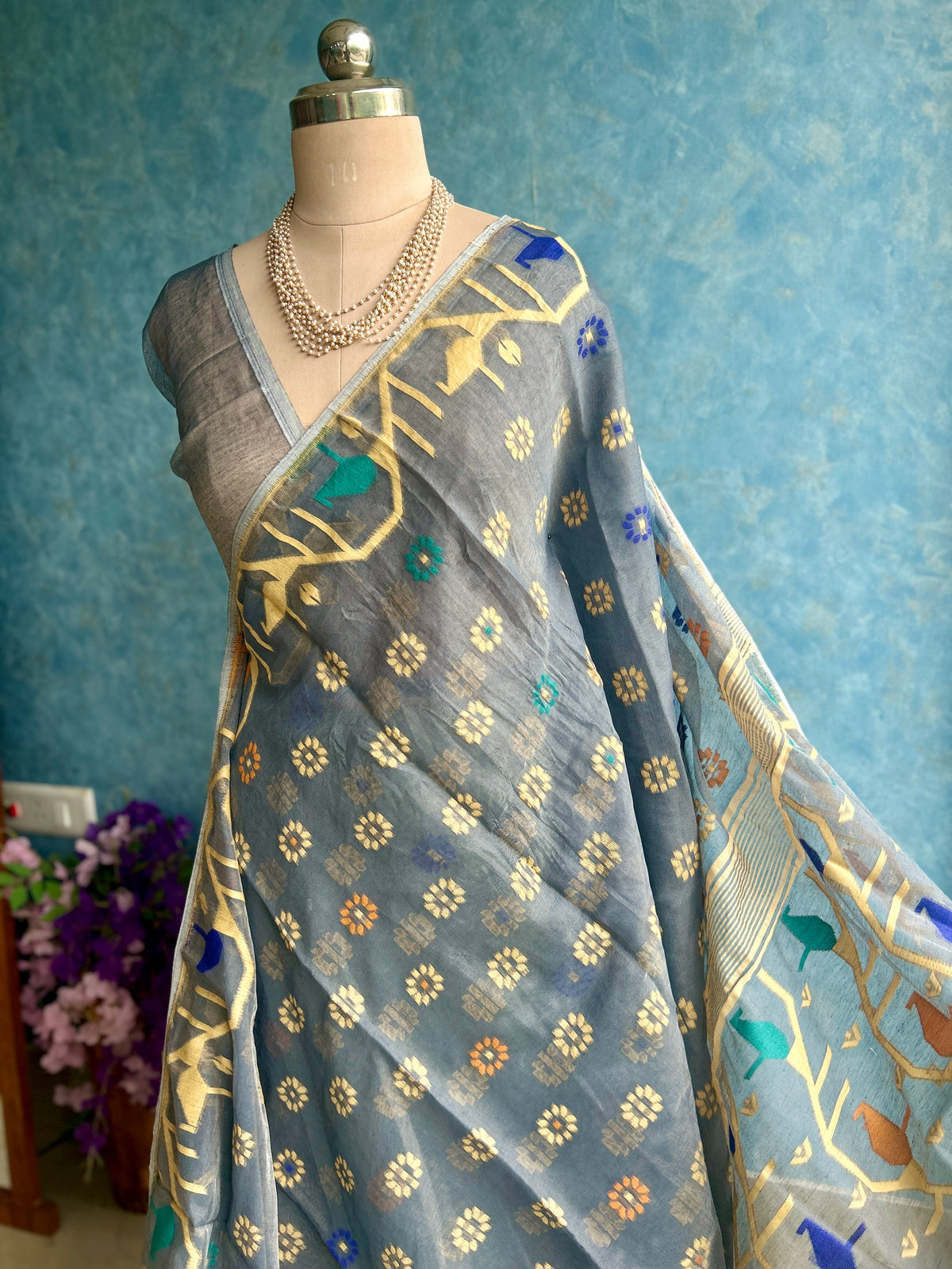 Grey Soft Dhakai Jamdani — view 3