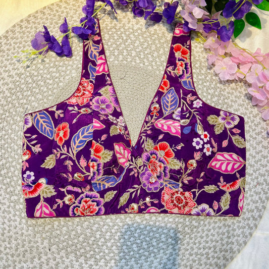 Purple Embroidery Designer Blouse