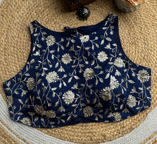 Blue Zari Work Designer Blouse