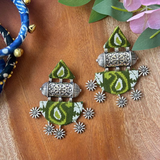 Handcrafted Ajrakh Fabric Earrings