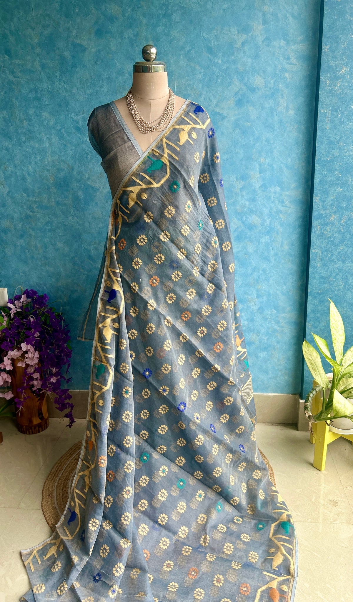 Grey Soft Dhakai Jamdani — view 4