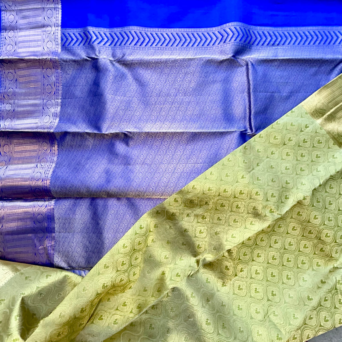 Lime Green Kanchipuram Silk Sari — view 5