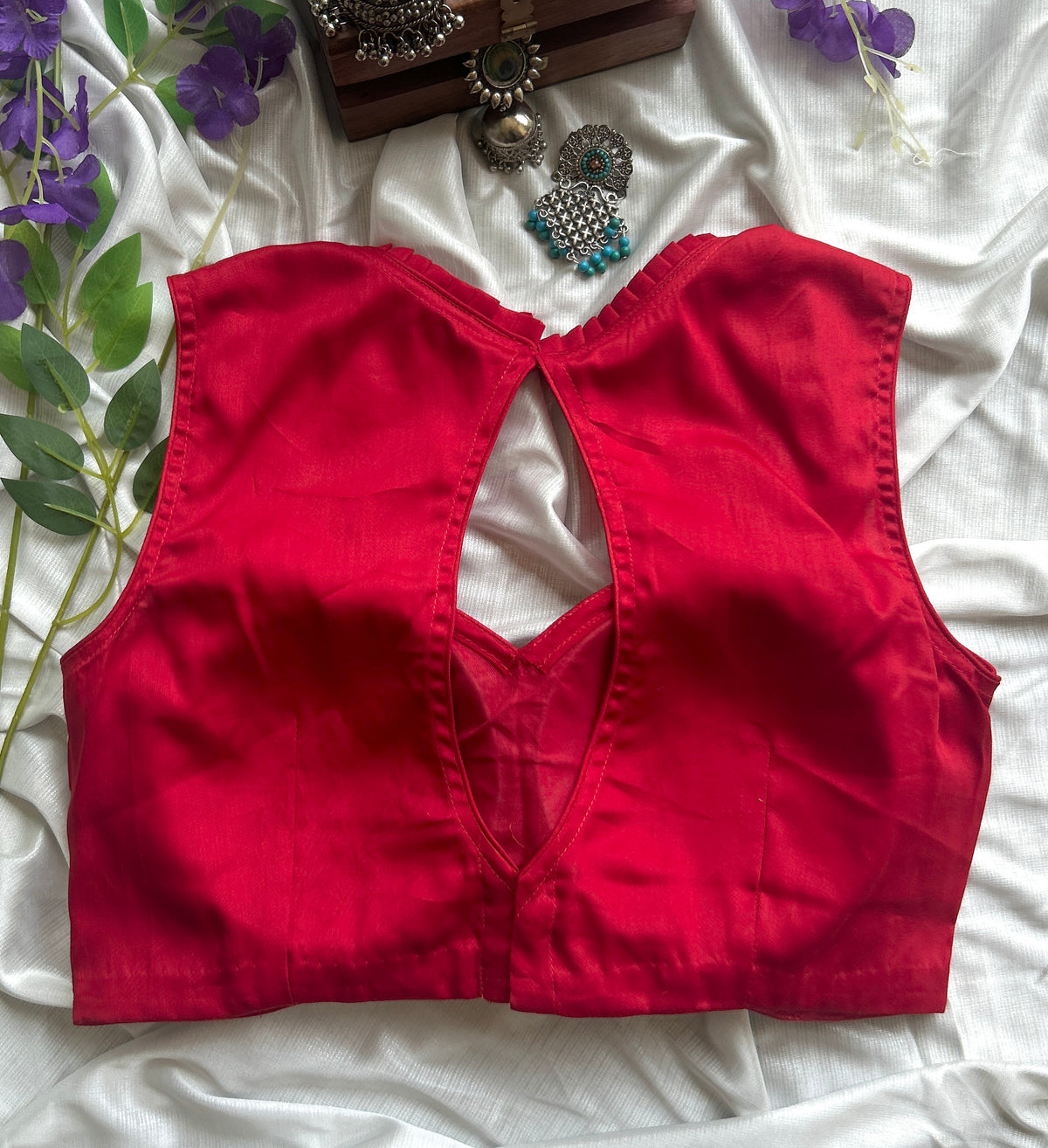 Red Cotton Designer Blouse — view 2