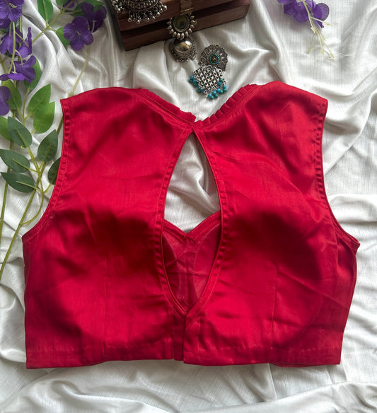 Red Cotton Designer Blouse