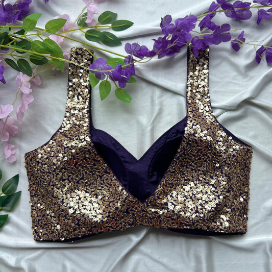 Purple Sequin Designer Blouse