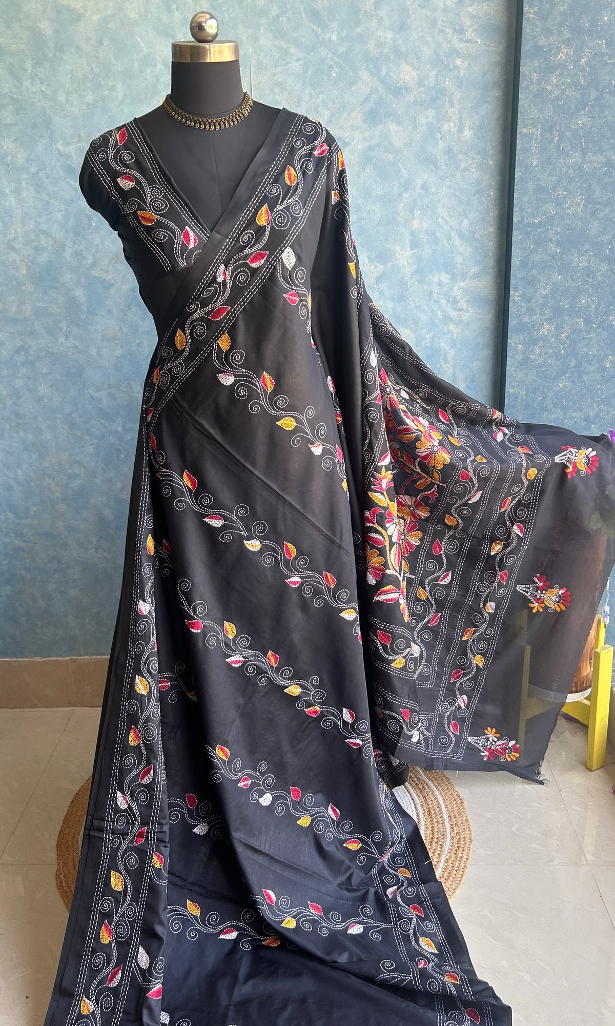 Black Multi Color Kantha — view 2