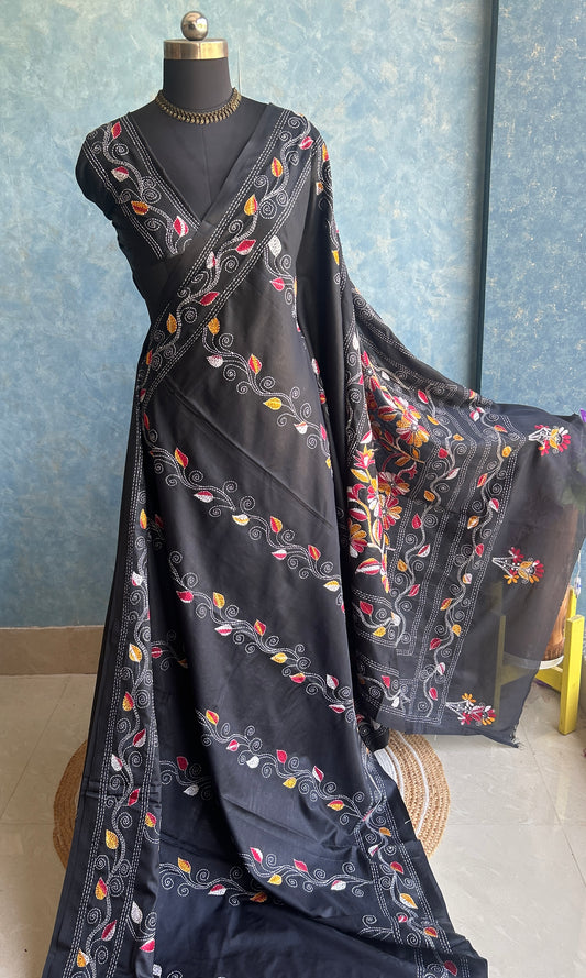 Black Multi Color Kantha