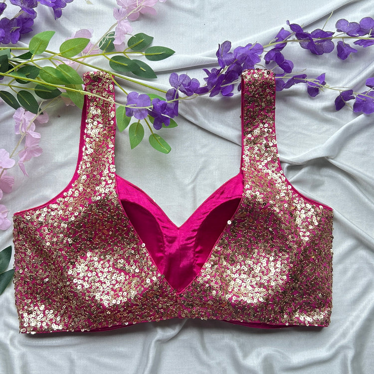 Pink Sequin Designer Blouse
