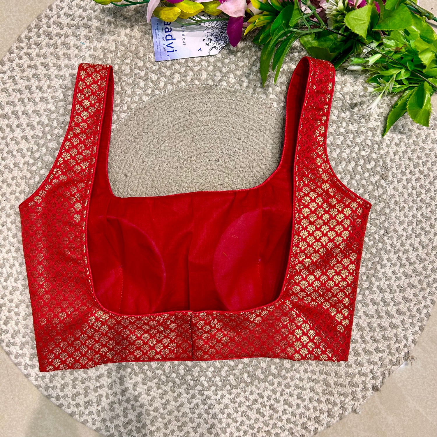 Brocade Red Designer Blouse — view 2