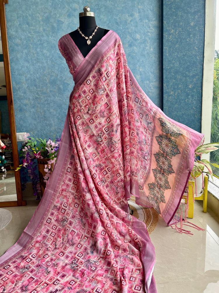 Linen Digital Print with Kantha stitch