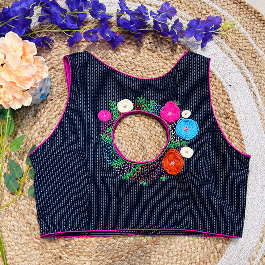 Hand Embroidered  Designer Cotton Blouse