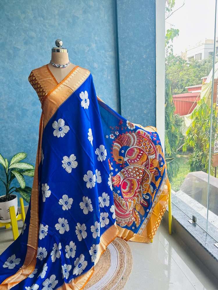 Royal Blue Cotton Silk Sari
