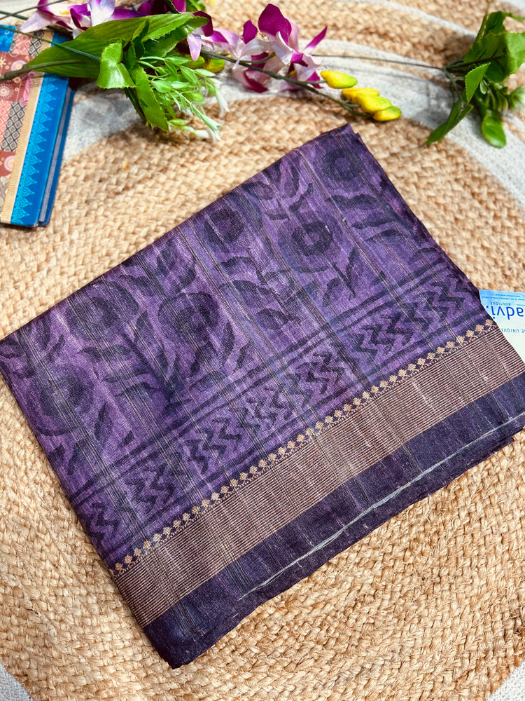 Moderate Purple Semi Tussar Saree