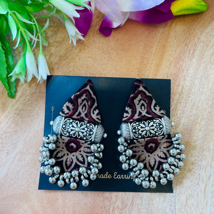 Handcrafted Ajrakh Fabric Earrings