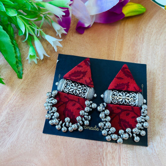 Handcrafted Ajrakh Fabric Earrings