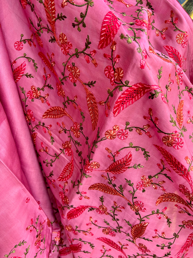 Flamingo Cutwork Embroidery Sari