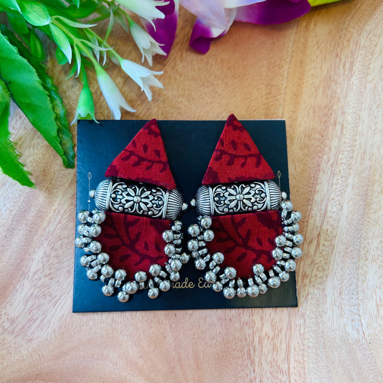 Handcrafted Ajrakh Fabric Earrings