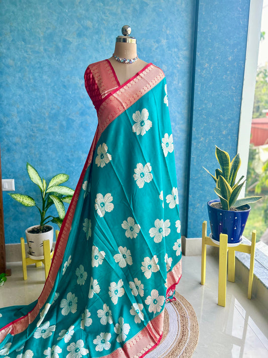 Jade Green Cotton Silk Sari