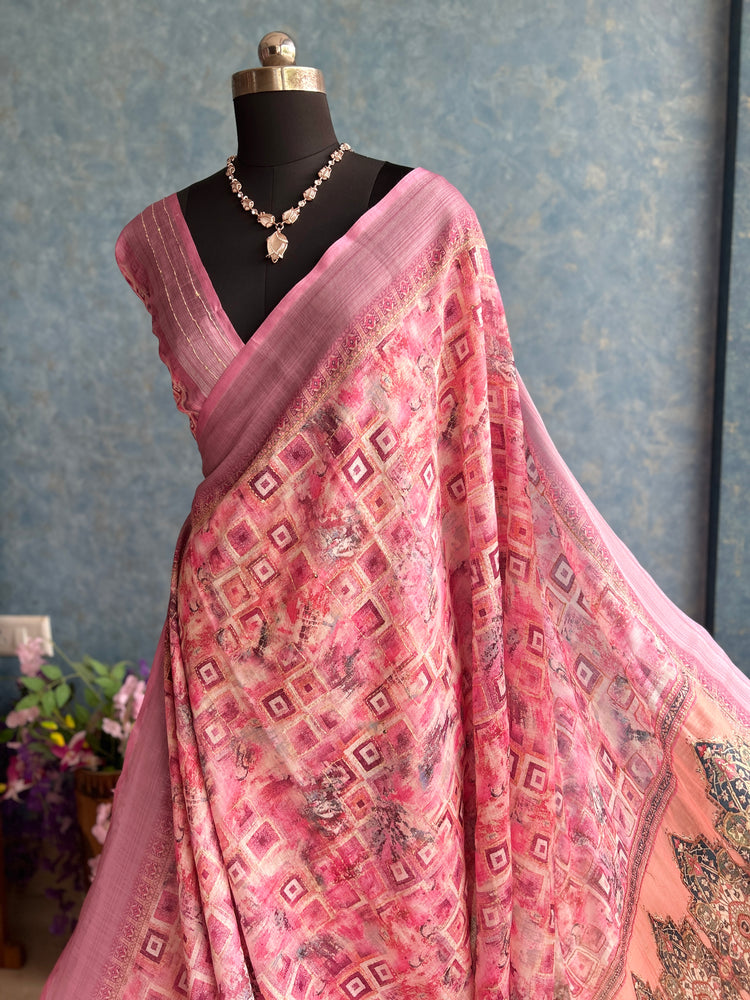 Linen Digital Print with Kantha stitch