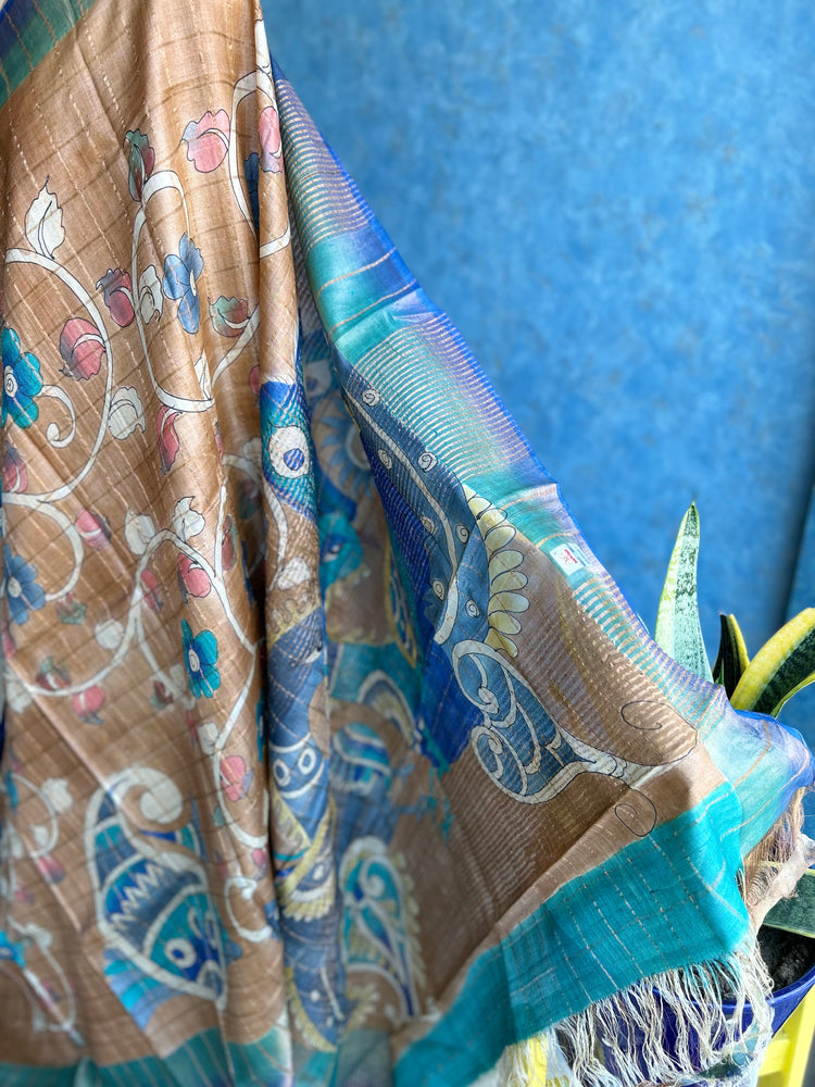 HandPaint Kalamakari on Pure Tussar Silk