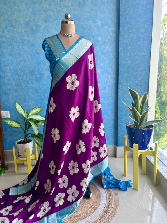 Orchid Cotton Silk Sari