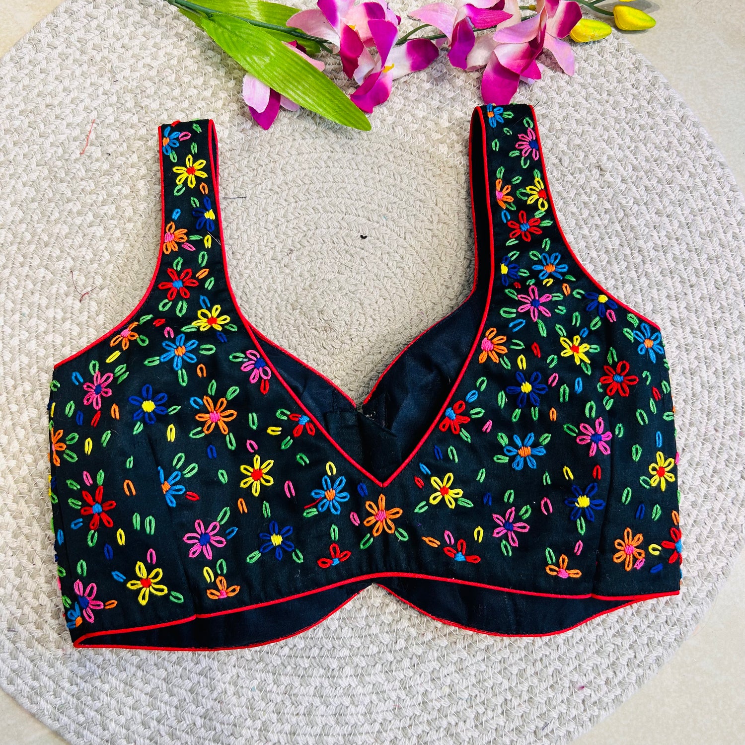 Black Embroidery Designer Blouse — view 2