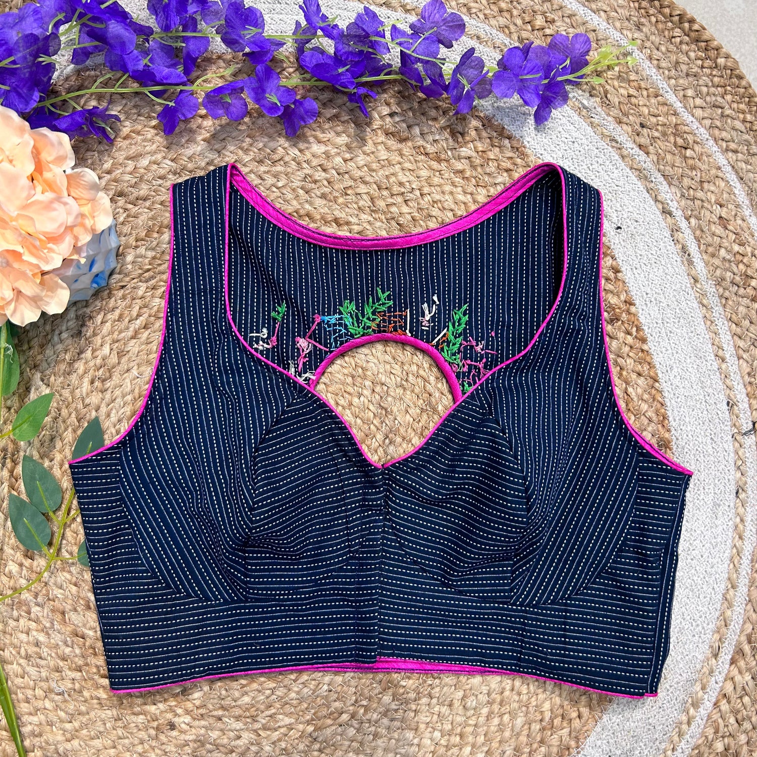 Hand Embroidered  Designer Cotton Blouse — view 3