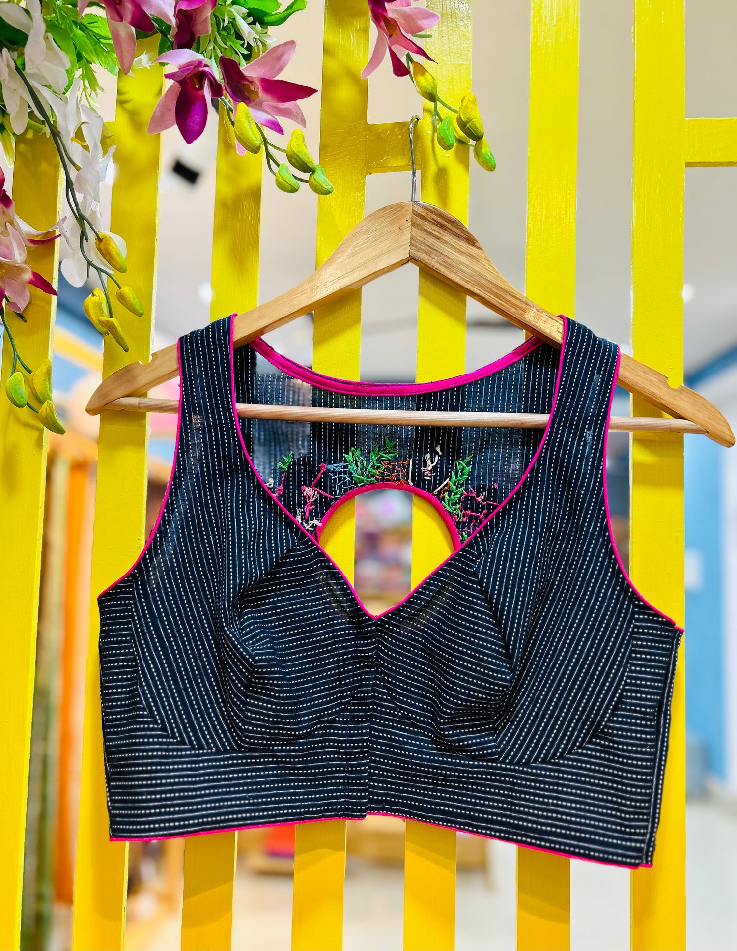 Hand Embroidered  Designer Cotton Blouse — view 4