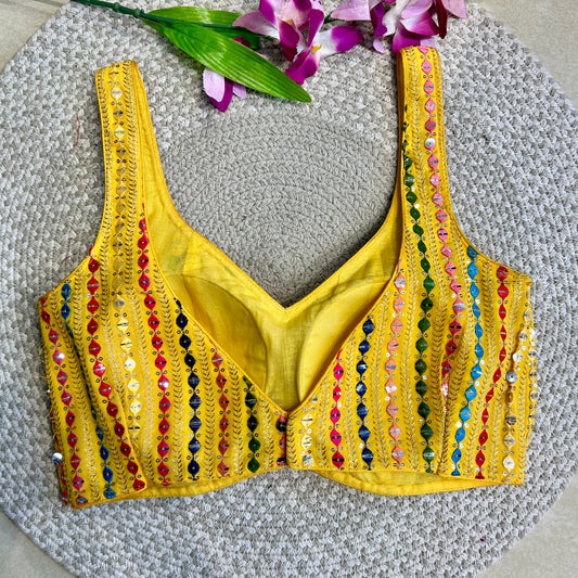 Yellow Embroidery Designer Blouse