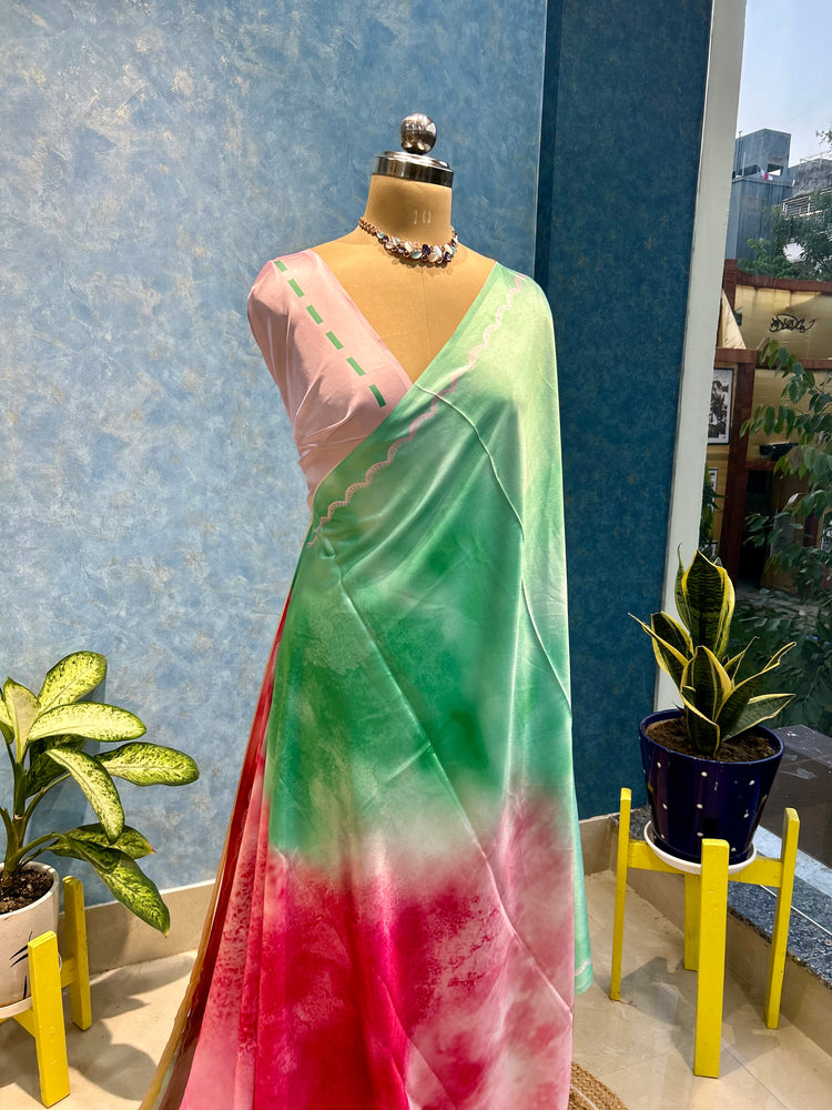 Beautiful Multi Colour Satin Sari