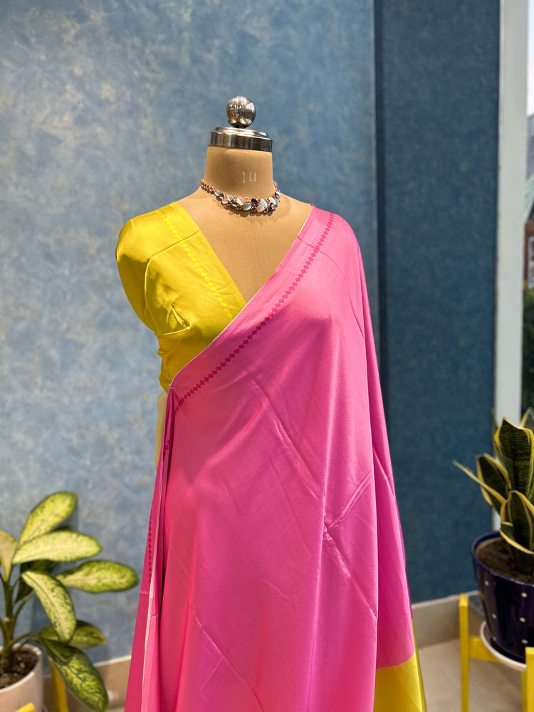 Beautiful Colour Combination Satin Sari