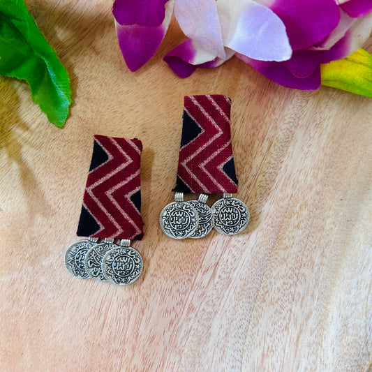 Handcrafted Ajrakh Fabric D Earrings