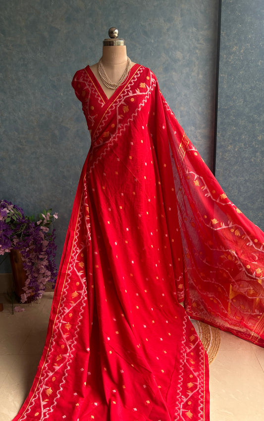 Red Soft Dhakai Jamdani