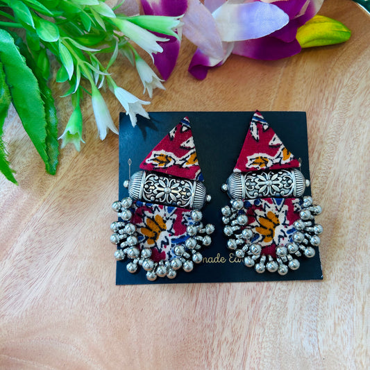 Handcrafted Ajrakh Fabric Earrings