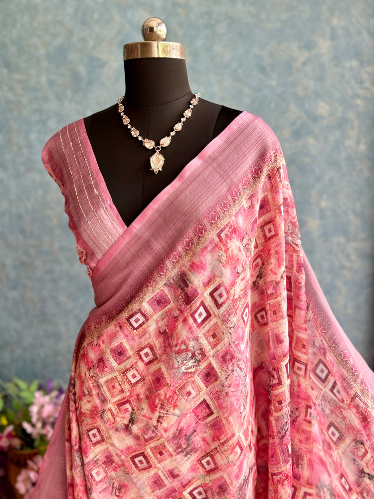 Linen Digital Print with Kantha stitch